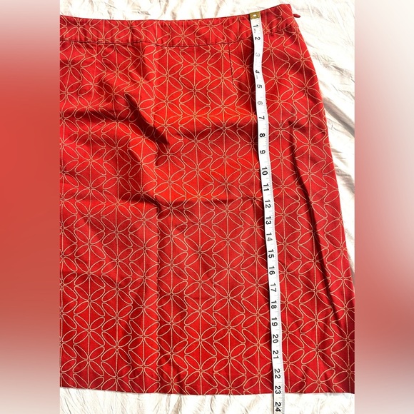 Boden Elegant Red-Orange Patterned Skirt Women’s Size 14R - Picture 10 of 14